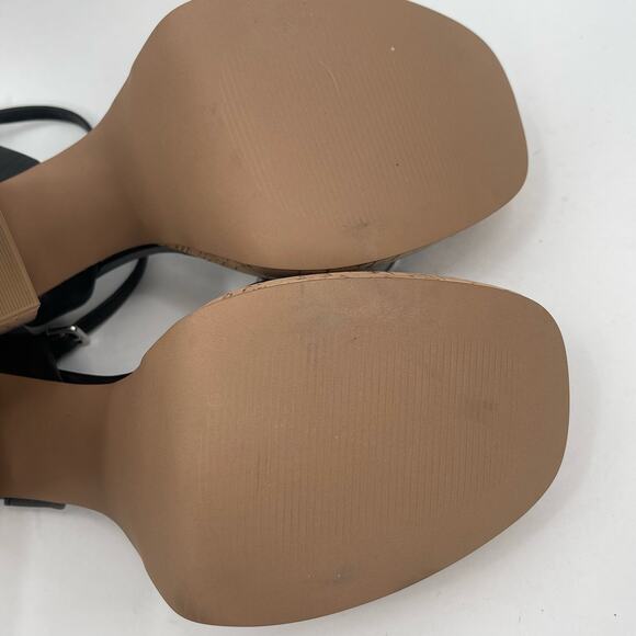 NEW STEVE MADDEN Warped Heels Size 10 Platform Leather Black Cork Y2K Inspired - Picture 12 of 12